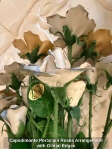 Capodimonte-Porcelain-Roses-Arrangement-with-Gilded-Edges-third-image