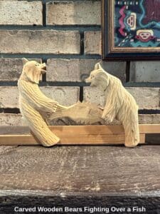 Carved-Wooden-Bears-Fighting-Over-a-Fish