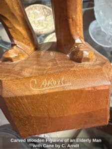 Carved-Wooden-Figurine-of-an-Elderly-Man-with-Cane-by-C.-Arndt-second-image-2