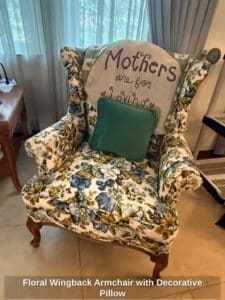 Floral-Wingback-Armchair-with-Decorative-Pillow-fourth-image-1