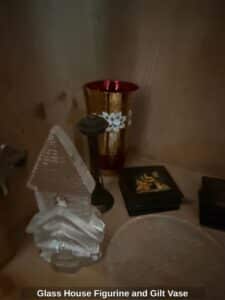 Glass-House-Figurine-and-Gilt-Vase