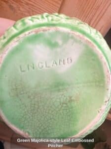Green-Majolica-style-Leaf-Embossed-Pitcher-second-image