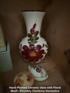 Hand-Painted-Ceramic-Vase-with-Floral-Motif-Possibly-Chodovia-Domazlice