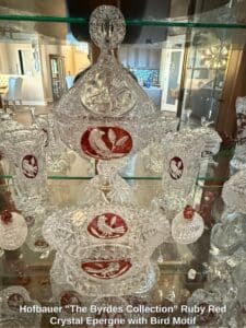 Hofbauer-The-Byrdes-Collection-Ruby-Red-Crystal-Epergne-with-Bird-Motif