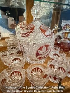 Hofbauer-The-Byrdes-Collection-Ruby-Red-Cut-to-Clear-Crystal-Decanter-and-Tumbler-Set