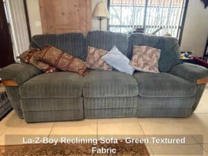 La-Z-Boy-Reclining-Sofa-Green-Textured-Fabric