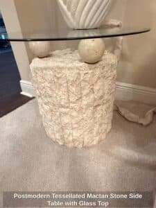 Postmodern-Tessellated-Mactan-Stone-Side-Table-with-Glass-Top-second-image