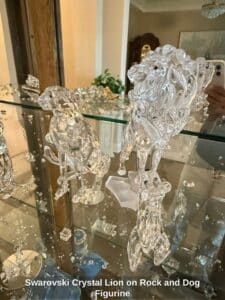 Swarovski-Crystal-Lion-on-Rock-and-Dog-Figurine