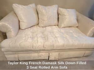 Taylor-King-French-Damask-Silk-Down-Filled-Seat-Rolled-Arm-Sofa-second-image