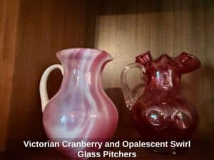 Victorian-Cranberry-and-Opalescent-Swirl-Glass-Pitchers-1