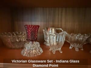 Victorian-Glassware-Set-Indiana-Glass-Diamond-Point-1