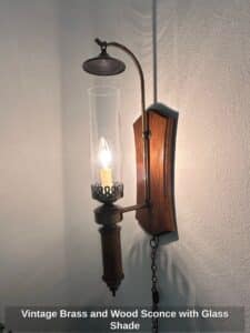 Vintage-Brass-and-Wood-Sconce-with-Glass-Shade-1