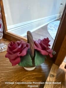 Vintage-Capodimonte-Porcelain-Rose-Basket-Figurine