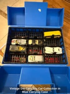 Vintage-Die-Cast-Toy-Car-Collection-in-Blue-Carrying-Case