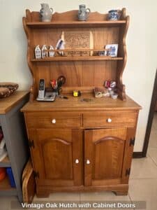 Vintage-Oak-Hutch-with-Cabinet-Doors