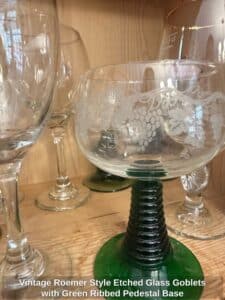 Vintage-Roemer-Style-Etched-Glass-Goblets-with-Green-Ribbed-Pedestal-Base-second-image