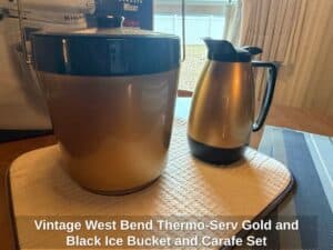 Vintage-West-Bend-Thermo-Serv-Gold-and-Black-Ice-Bucket-and-Carafe-Set-1