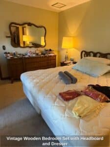 Vintage-Wooden-Bedroom-Set-with-Headboard-and-Dresser-second-image-1