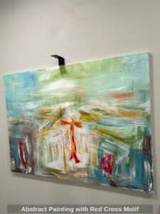 Abstract-Painting-with-Red-Cross-Motif