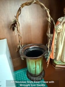 Art-Nouveau-Style-Ewer-or-Vase-with-Wrought-Iron-Handle