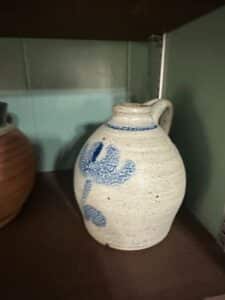 Blue-Floral-Decorated-Stoneware-Jug