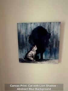 Canvas-Print-Cat-with-Lion-Shadow-Abstract-Blue-Background