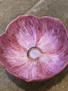 Corn-Husk-Angel-Figurine-in-Seymour-Mann-Hand-Painted-Ceramic-Flower-Bowl-second-image