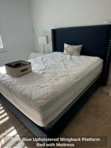 Dark-Blue-Upholstered-Wingback-Platform-Bed-with-Mattress
