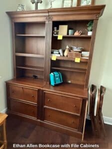 Ethan-Allen-Bookcase-with-File-Cabinets