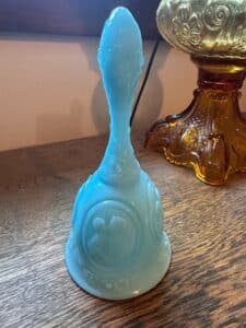 Fenton-Blue-Satin-Glass-Mother-and-Child-Bell