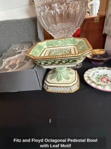 Fitz-and-Floyd-Octagonal-Pedestal-Bowl-with-Leaf-Motif