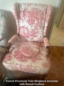 French-Provincial-Toile-Wingback-Armchair-with-Round-Cushion
