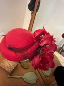Glenover-Womens-Red-Felt-Hat-with-Feathers-and-Veil