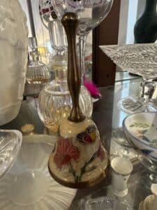 Hand-Painted-Brass-Bell-with-Floral-and-Butterfly-Motif