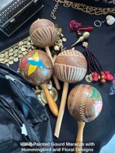 Hand-Painted-Gourd-Maracas-with-Hummingbird-and-Floral-Designs