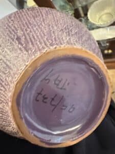 Mid-Century-Purple-Textured-Ceramic-Jar-with-Gold-Lid-second-image