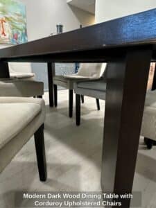 Modern-Dark-Wood-Dining-Table-with-Corduroy-Upholstered-Chairs-third-image
