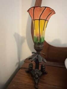 Monkey-Figural-Lamp-with-Floral-Shade