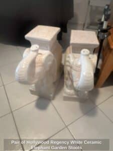 Pair-of-Hollywood-Regency-White-Ceramic-Elephant-Garden-Stools