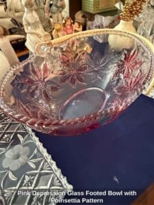 Pink-Depression-Glass-Footed-Bowl-with-Poinsettia-Pattern