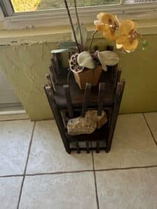 Rustic-Wooden-Tiered-Plant-Stand-with-Faux-Orchid