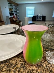 Teleflora-Watermelon-Pink-and-Green-Swirl-Vase
