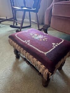 Victorian-Needlepoint-Footstool-with-Floral-Motif