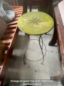 Vintage-Enamel-Top-Side-Table-with-Starburst-Motif
