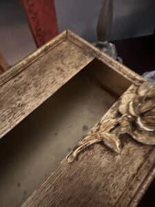 Vintage-Hollywood-Regency-Gold-Filigree-Tissue-Box-Cover-with-Rose-Embellishments-second-image