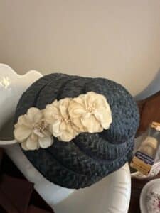 Vintage-Navy-Straw-Hat-with-Fabric-Flowers