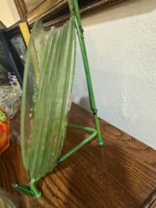 Vintage-Noritake-Bimini-Hand-Painted-Floral-Glass-Plate-with-Metal-Stand-third-image