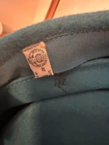 Vintage-Teal-Felt-Pillbox-Hat-with-Veil-and-AF-Label-second-image