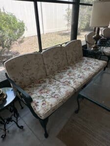 Vintage-Wrought-Iron-Sofa-with-Floral-Upholstery