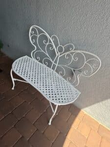 Alpine-Corporation-White-Metal-Butterfly-Garden-Bench